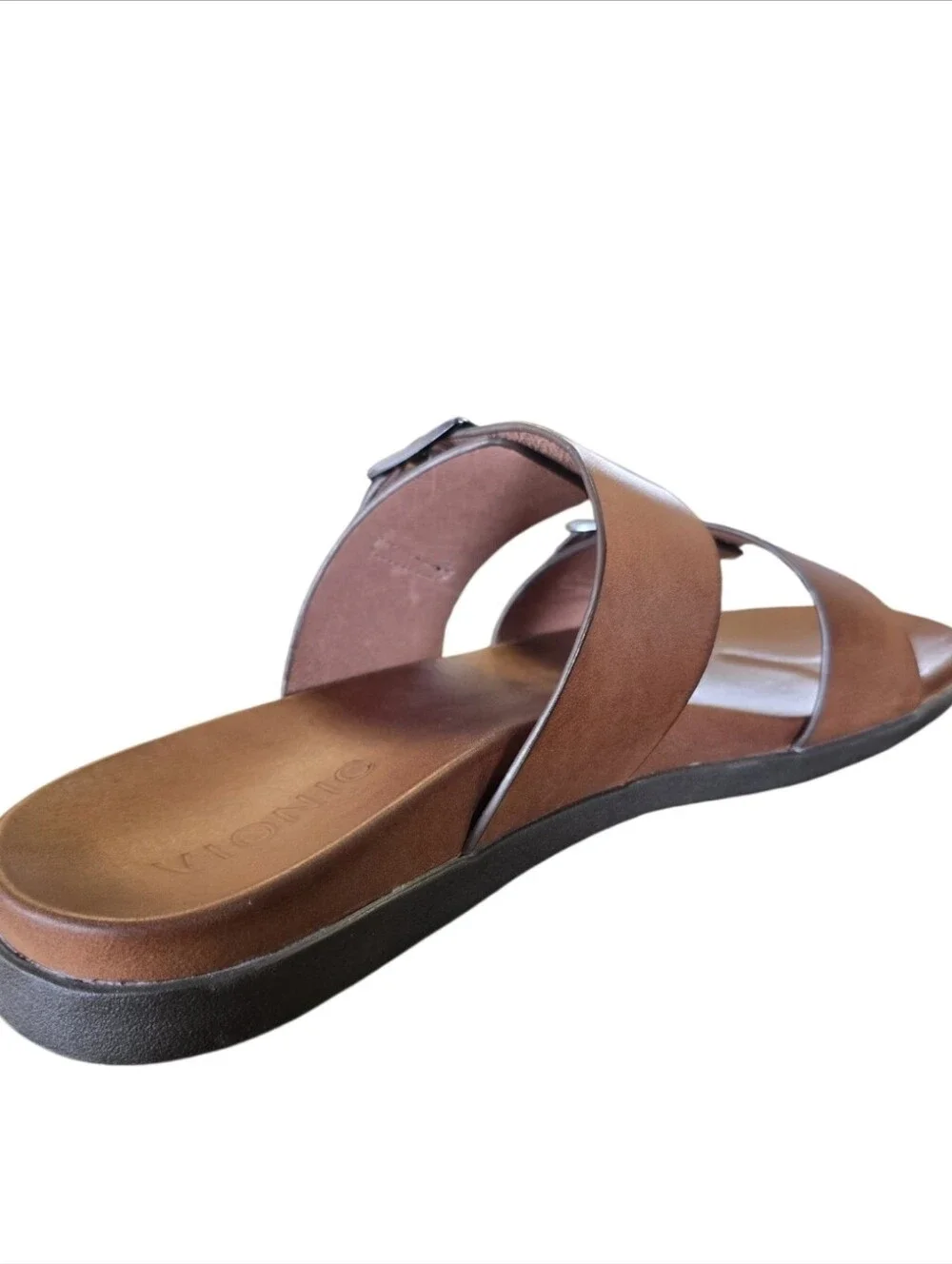 Vionic Charlie Men’s Leather Buckle Slide Sandals